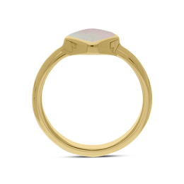 9ct Yellow Gold Pink Mother of Pearl Cushion Ring, R406.