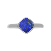 Sterling Silver Lapis Lazuli Cushion Ring, R406.