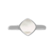 Sterling Silver Mother of Pearl Cushion Ring, R406.