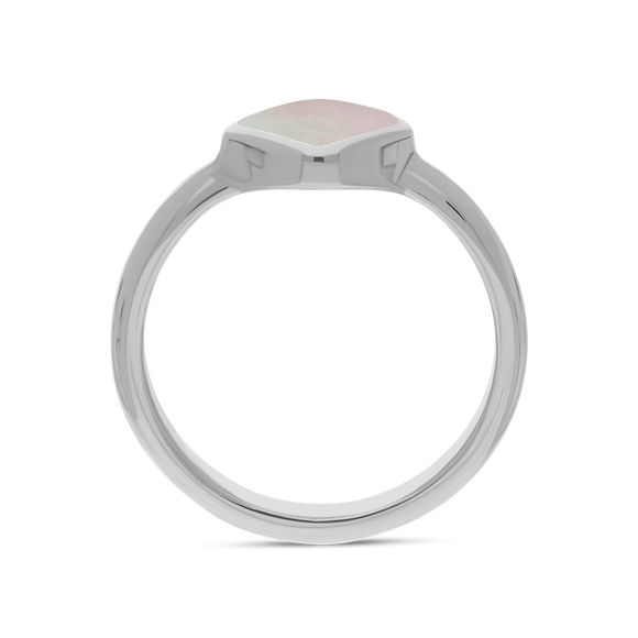 Sterling Silver Pink Mother of Pearl Cushion Ring, R406.