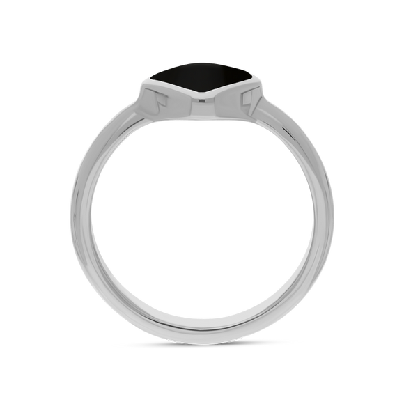 Sterling Silver Whitby Jet Cushion Ring, R406.