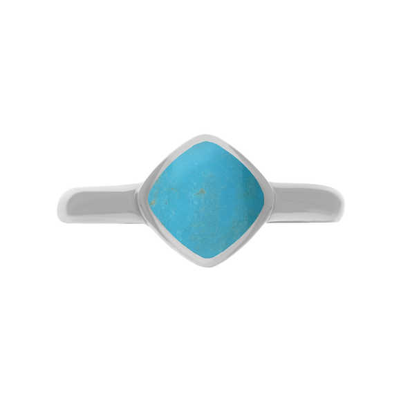 Sterling Silver Turquoise Cushion Ring, R406.