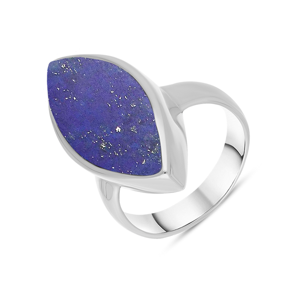 Sterling Silver Lapis Lazuli Marquise Ring, R837.