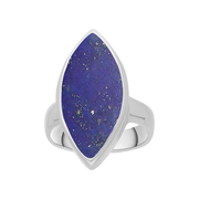 Sterling Silver Lapis Lazuli Marquise Ring, R837.