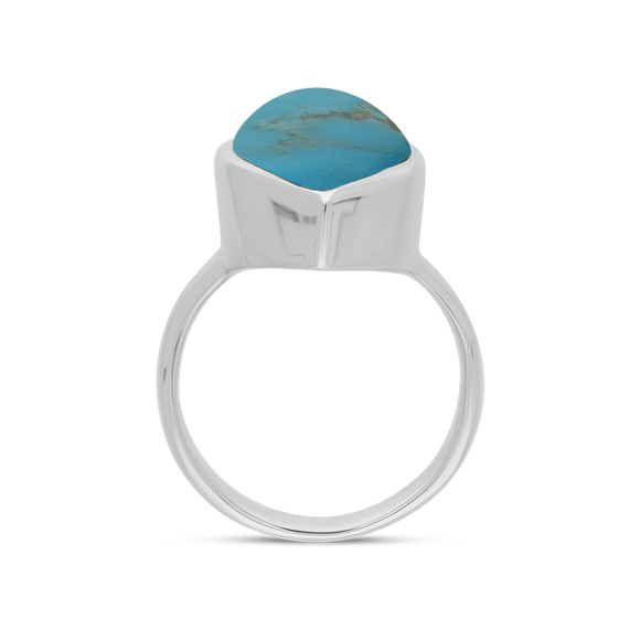 Sterling Silver Turquoise Marquise Ring, R837.