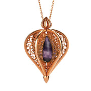 Rose Gold Vermeil Blue John Flore Filigree Droplet Necklace P2330C