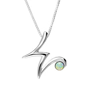 Sterling Silver Opal Love Letters Initial W Necklace, P3470.