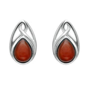 Sterling Silver Carnelian Pear Shaped Celtic Stud Earrings E973