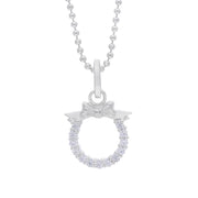 Silver &amp; White Cz Wreath Pendant