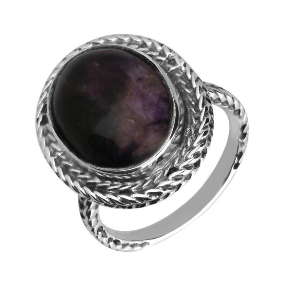 Sterling Silver Blue John Oval Foxtail Ring. R858.