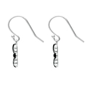 Sterling Silver Whitby Jet 4 stone Cross Drop Earrings