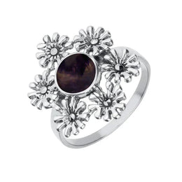 Sterling Silver Blue John Marcasite Flower Ring R815
