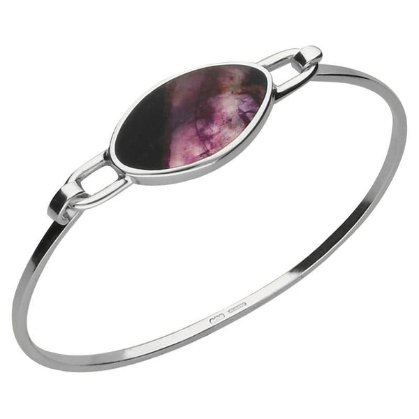 Sterling Silver Blue John Oval Slim Bangle. B018.