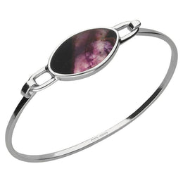 Sterling Silver Blue John Oval Slim Bangle. B018.