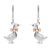 Sterling Silver Rose Gold Cubic Ziconia Goose Hook Earrings E2371