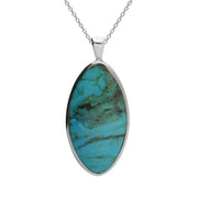 Silver Turquoise Large Oval Stone Necklace P079
