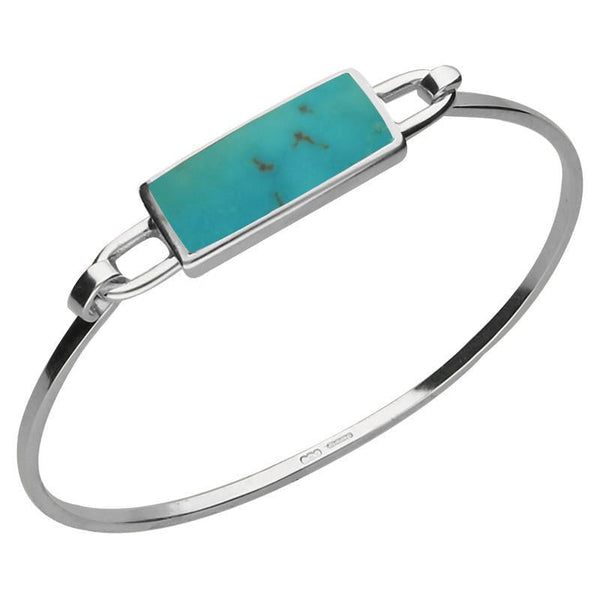 Sterling Silver Turquoise Slim Oblong Bangle B034