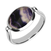 Silver Whitby Jet Blue John Double Sided Stone Flip Ring 00143780