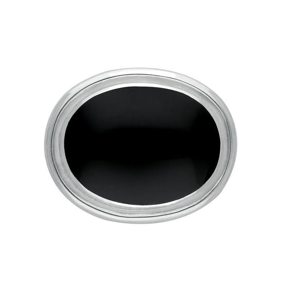 Sterling Silver Whitby Jet Classic Framed Oval Brooch M176