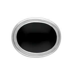 Sterling Silver Whitby Jet Classic Framed Oval Brooch M176