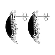 Silver Whitby Jet Fancy Cushion Stud Earrings