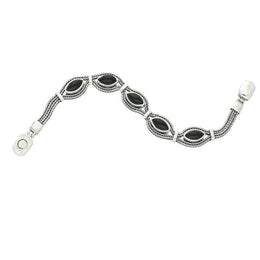 Silver Whitby Jet Foxtail Five Stone Marquise Bracelet B966