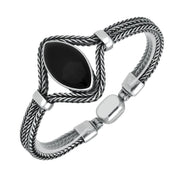 Silver Whitby Jet Foxtail Portrait Marquise Bracelet B970