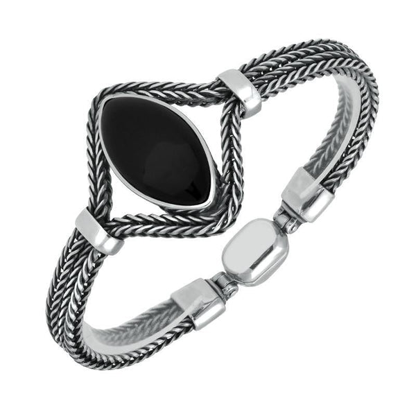 Silver Whitby Jet Foxtail Portrait Marquise Bracelet B970