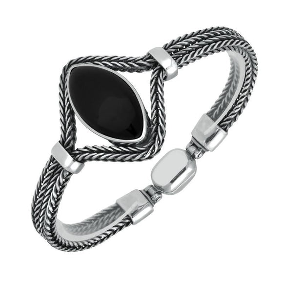 Silver Whitby Jet Foxtail Portrait Marquise Bracelet B970