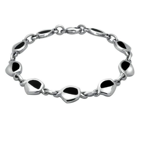 Sterling Silver Whitby Jet Heritage Freeform Pentagon Bracelet B255