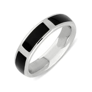 Sterling Silver Whitby Jet Heritage Gap 6mm Wedding Band. R586.