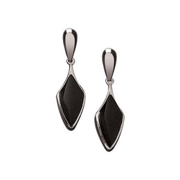 Silver Whitby Jet Kite Shaped Drop Earrings E224