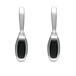 Sterling Silver Whitby Jet Oblong Hinged Drop Earrings E2127