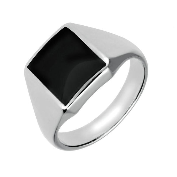 Sterling Silver Whitby Jet Oblong Signet Ring R181