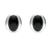 Sterling Silver Whitby Jet Oval Part Set Stud Earrings E2090