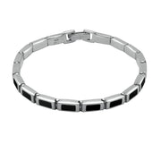 Sterling Silver Whitby Jet Heritage Petite Oblong Bracelet. B549.