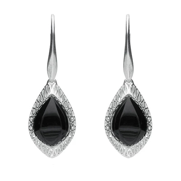 Silver Whitby Jet Pierced Drop Earrings E2130