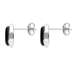 Silver Whitby Jet Small Oval Wave Stud Earrings E1792