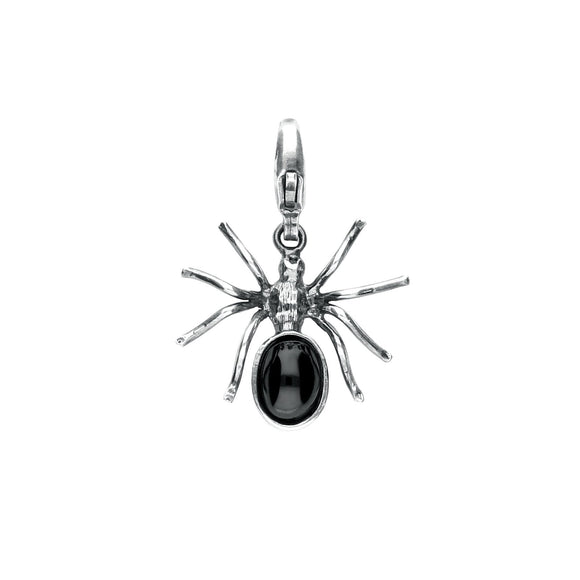 Sterling Silver Whitby Jet Spider Clip Charm. G393