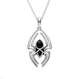 Sterling Silver Whitby Jet Spider Necklace P2818