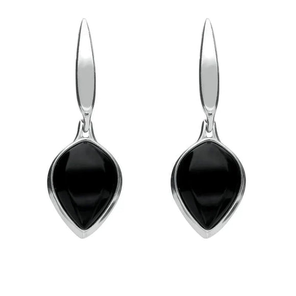 Silver Whitby Jet Tear Drop Earrings E2132
