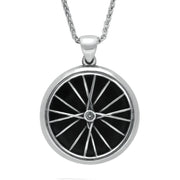 Silver Whitby Jet Tour De Yorkshire Large Bike Wheel Necklace P2518