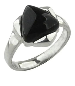 Sterling Silver Whitby Jet Triangular Part Set Ring