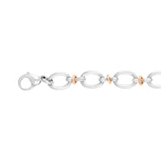 Sterling Silver 9ct Rose Gold Oval Link Handmade Bracelet