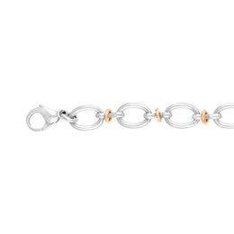 Sterling Silver 9ct Rose Gold Oval Link Handmade Bracelet