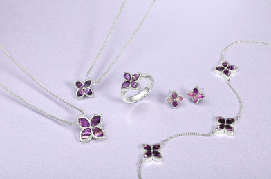 Sterling Silver Blue John Eden Marquise Flower Bracelet