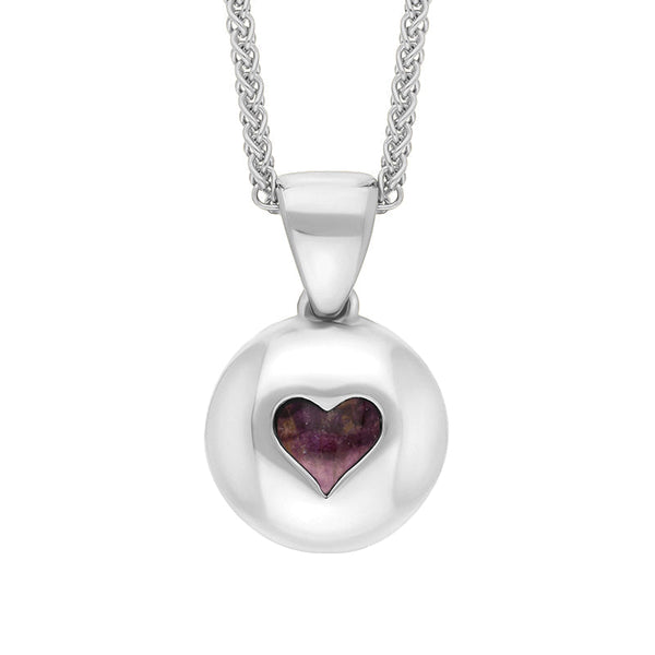 Sterling Silver Blue John Heart Disc Necklace