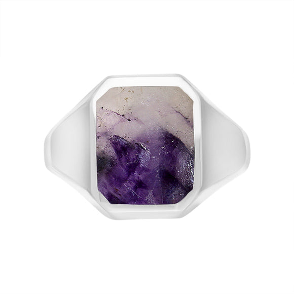 Sterling Silver Blue John Cut Corner Signet Ring