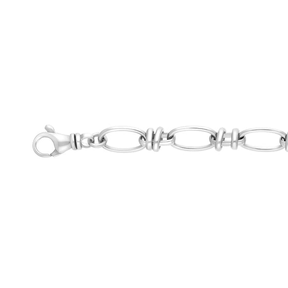 18ct White Gold Handmade Cable Chain Bracelet