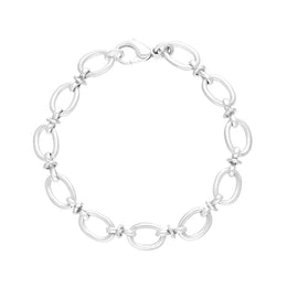 Sterling Silver Oval Link Handmade Bracelet C058BR